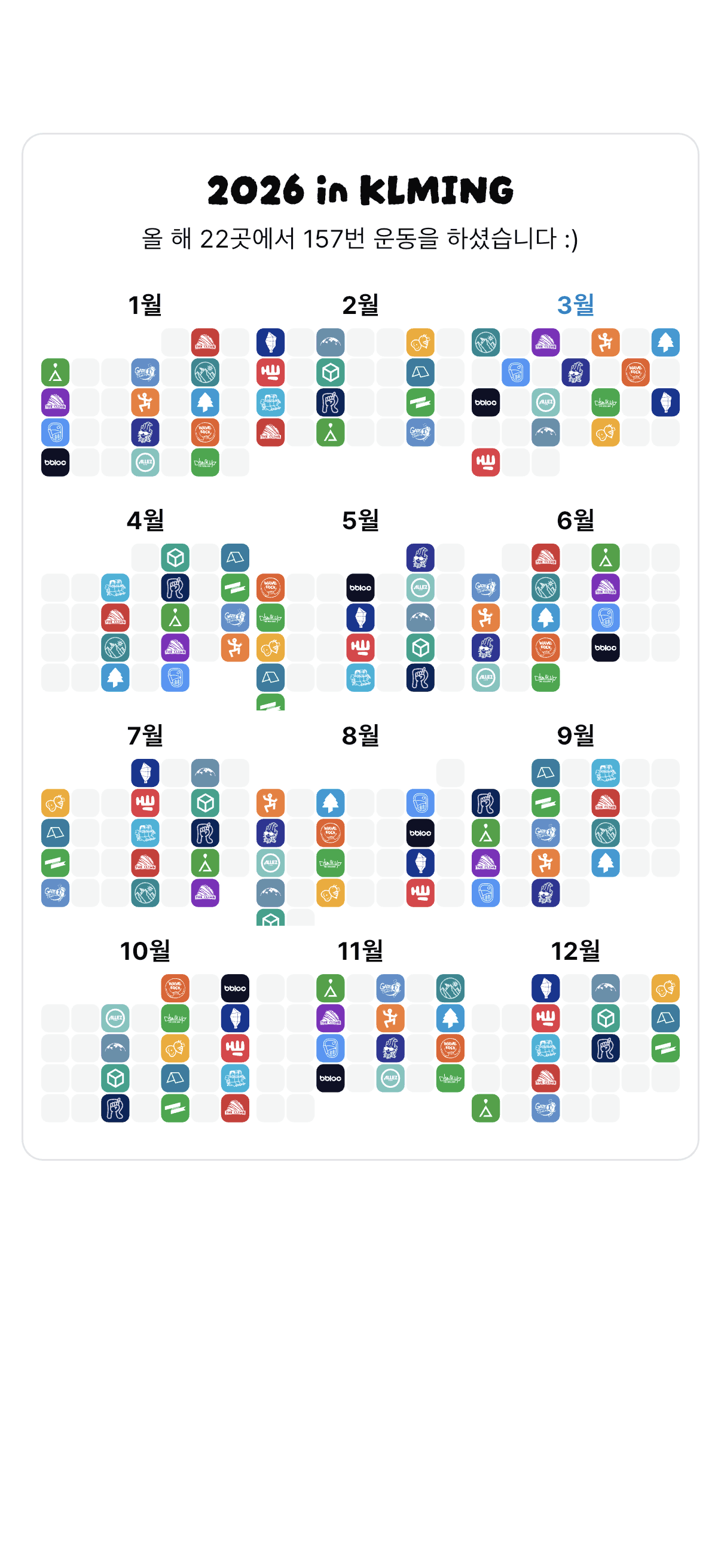 클밍 월간 요약 카드